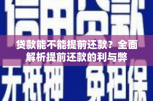 泰山贷款能不能提前还款？全面解析提前还款的利与弊